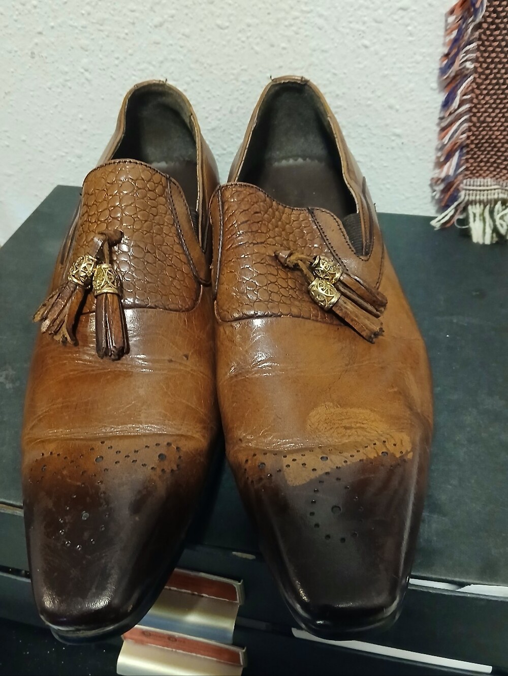 ALDO Men’s Brown Leather Tassel Loafers Dress Shoes Size 41(7.5-8) Made in Italy